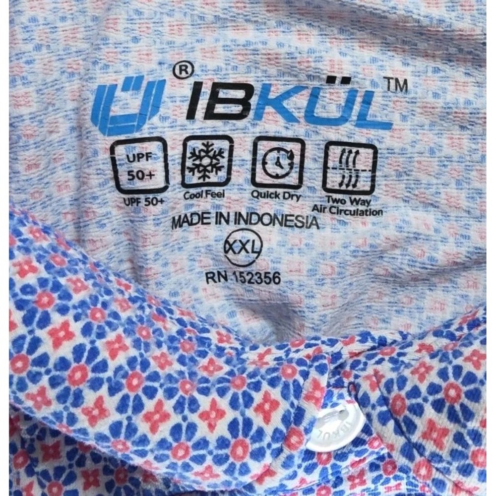 IBKUL Polo Shirt Mens 2XL Multicolor Floral Performance UPF 50+ Active - Picture 2 of 9